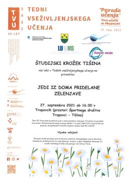 Vabilo Študijskega krožka Tišina na prireditev Jedi iz doma pridelane zelenjave